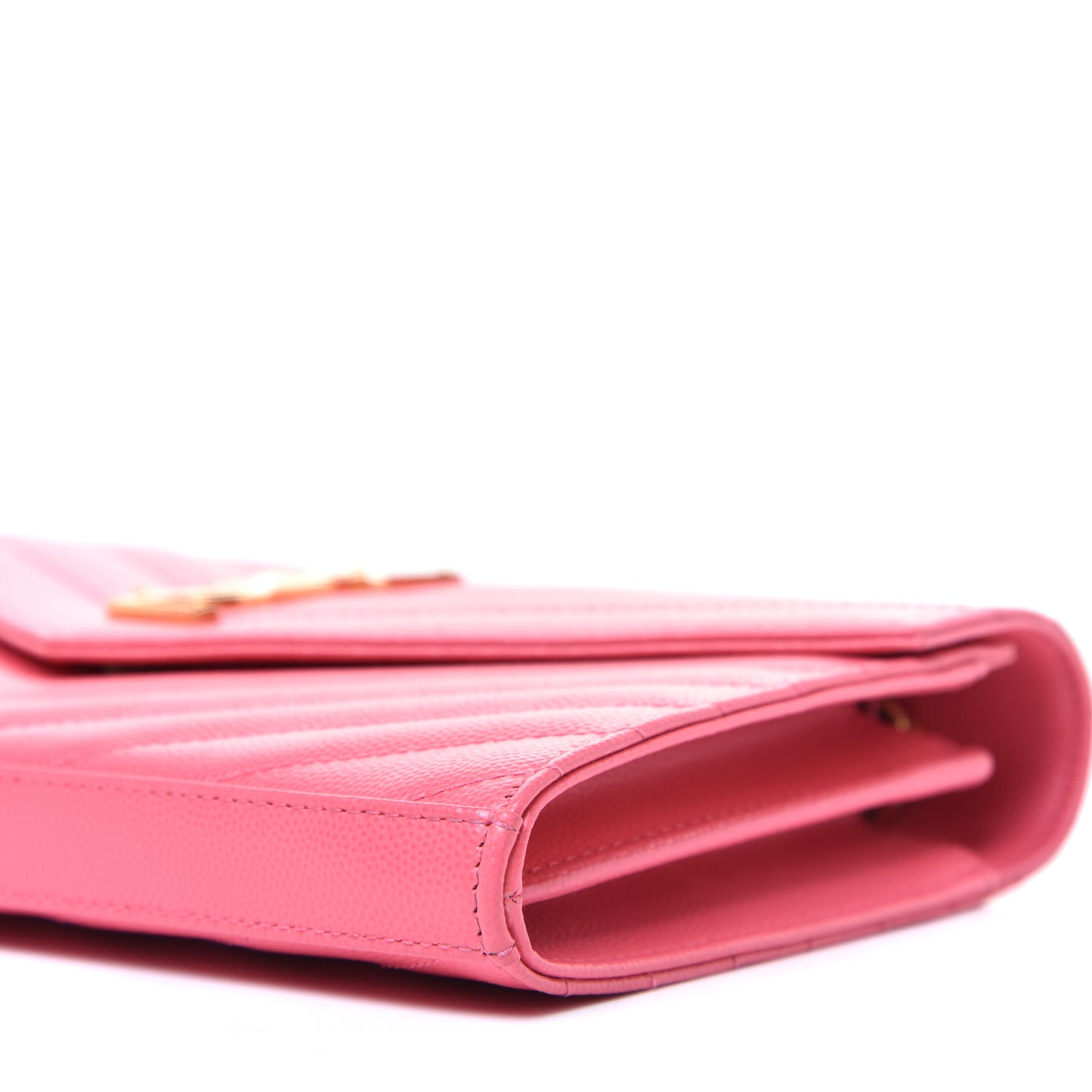Grain De Poudre Matelasse Chevron Monogram Chain Wallet Rose Clair
