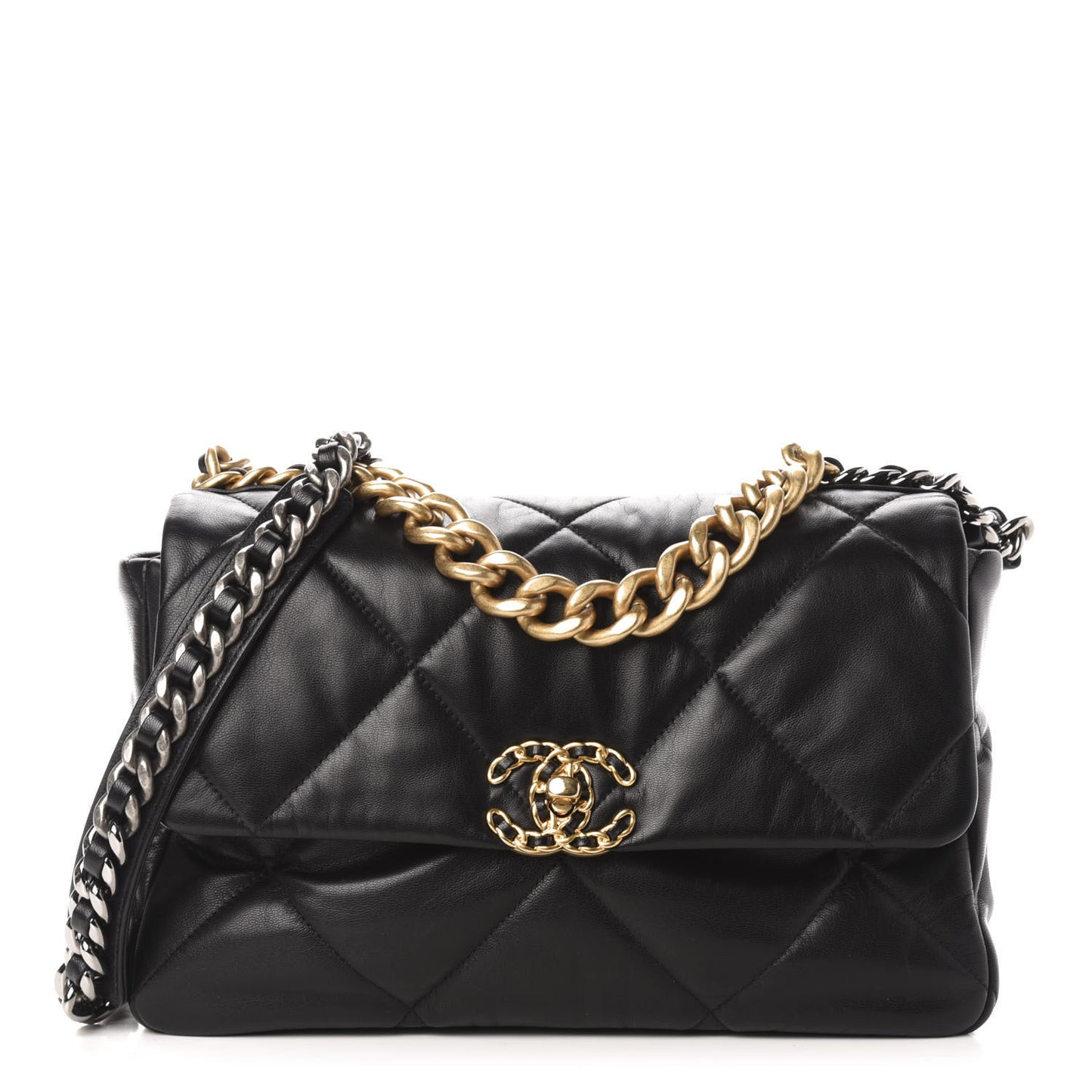 Goatskin Quilted Large Chanel 19 Flap Black
