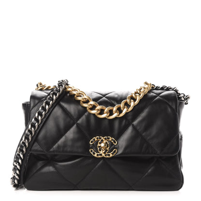 Chanel Goatskin Quilted Large Chanel 19 Flap Black 1 of 13