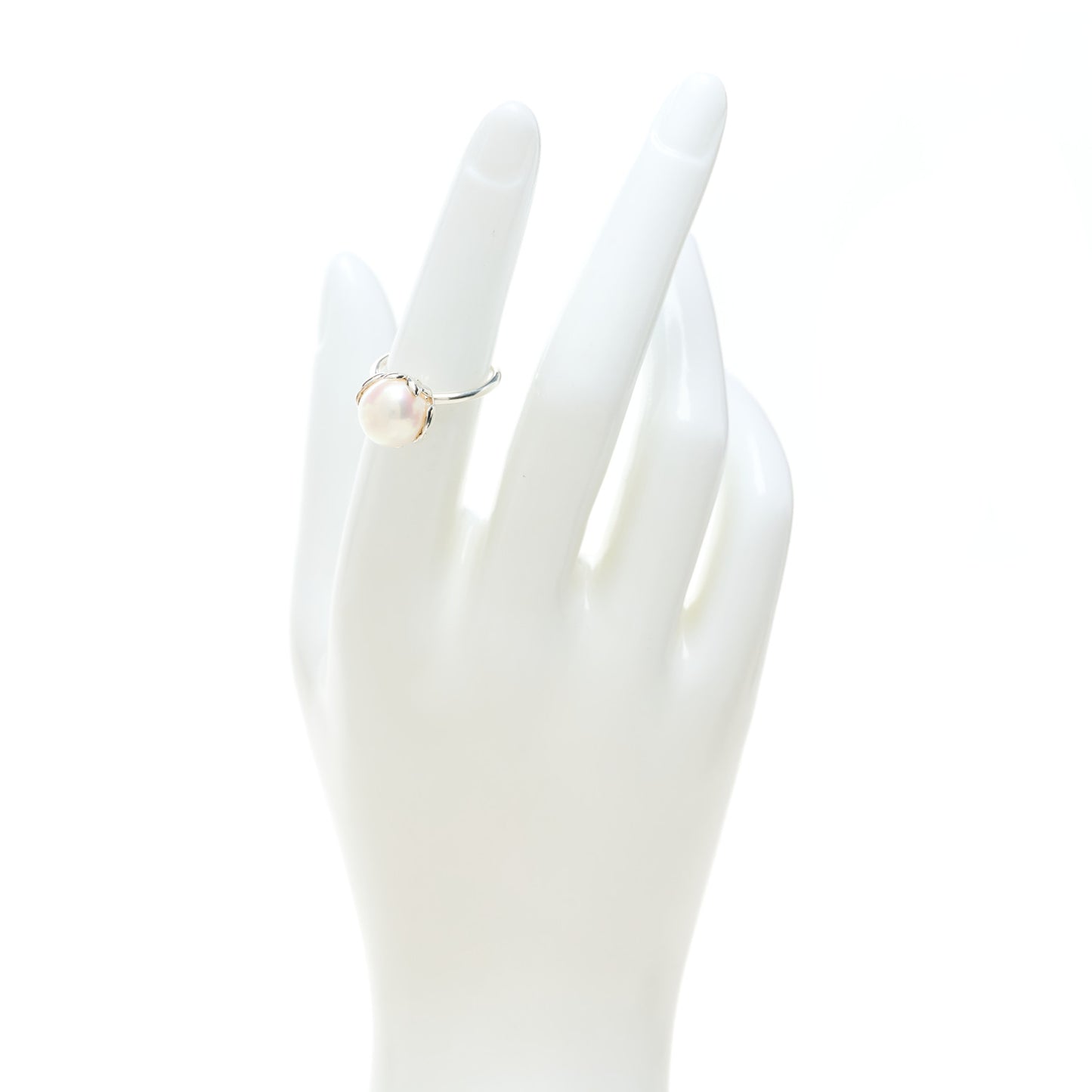 Sterling Silver Freshwater Pearl Paloma Picasso Olive Leaf Ring 50 5.5