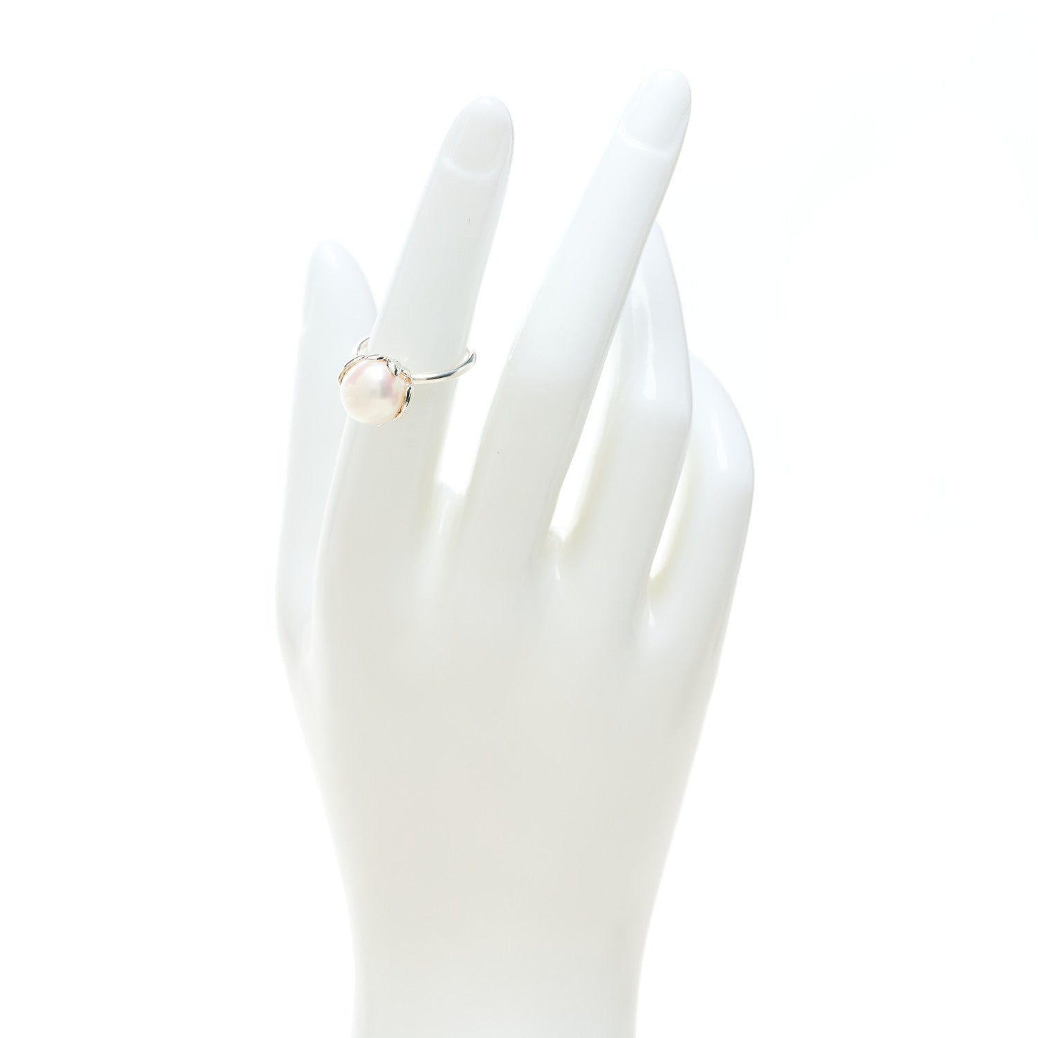 Tiffany Sterling Silver Freshwater Pearl Paloma Picasso Olive Leaf Ring 50 5.5 2 of 5