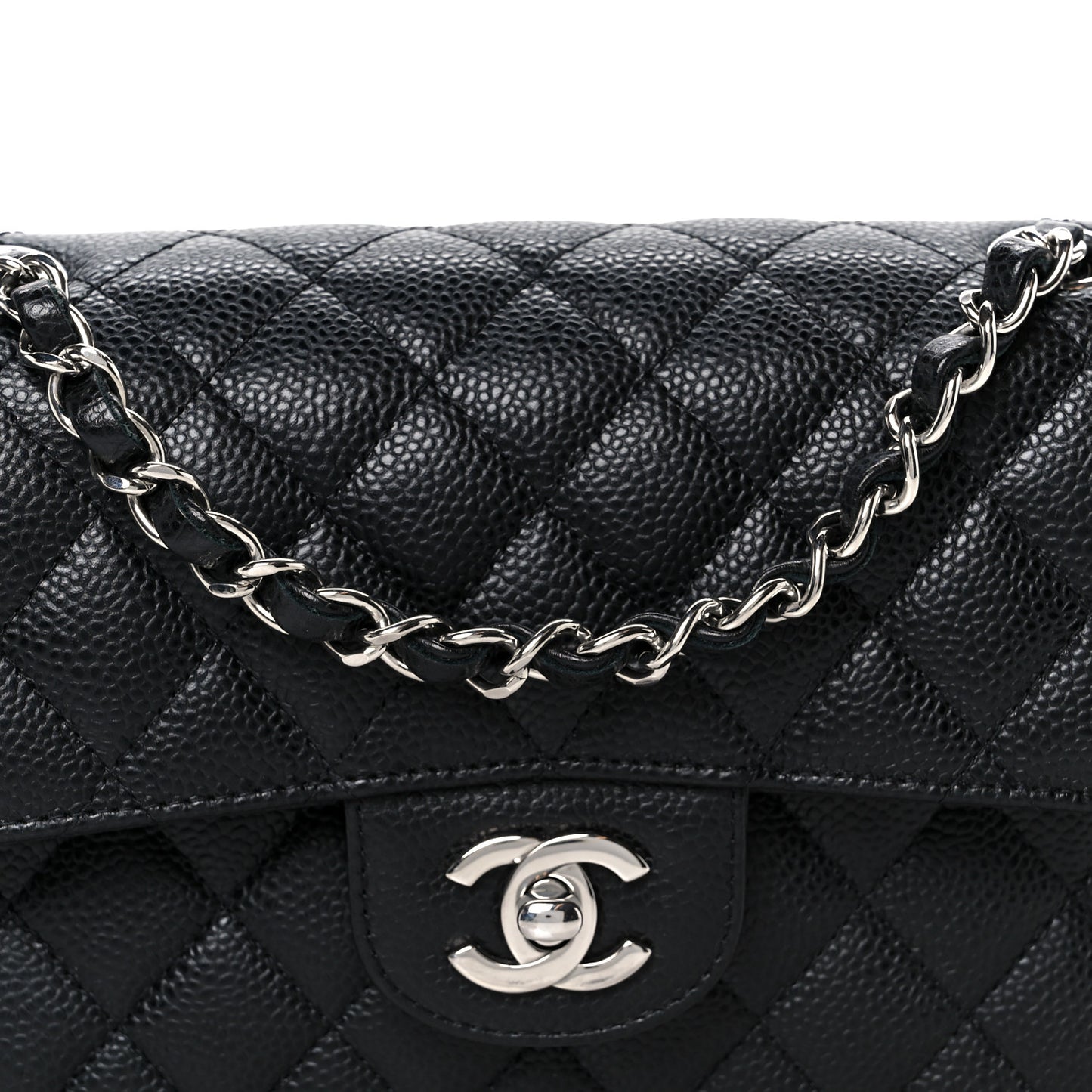 Caviar Quilted Small Double Flap Black Black