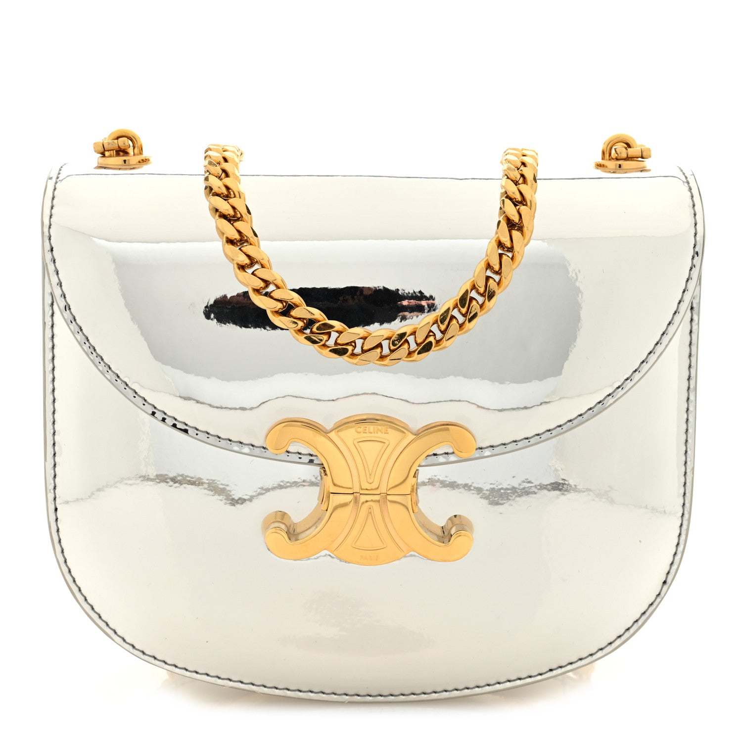 Celine Mirror Calfskin Teen Besace Chain Triomphe Silver 1 of 9