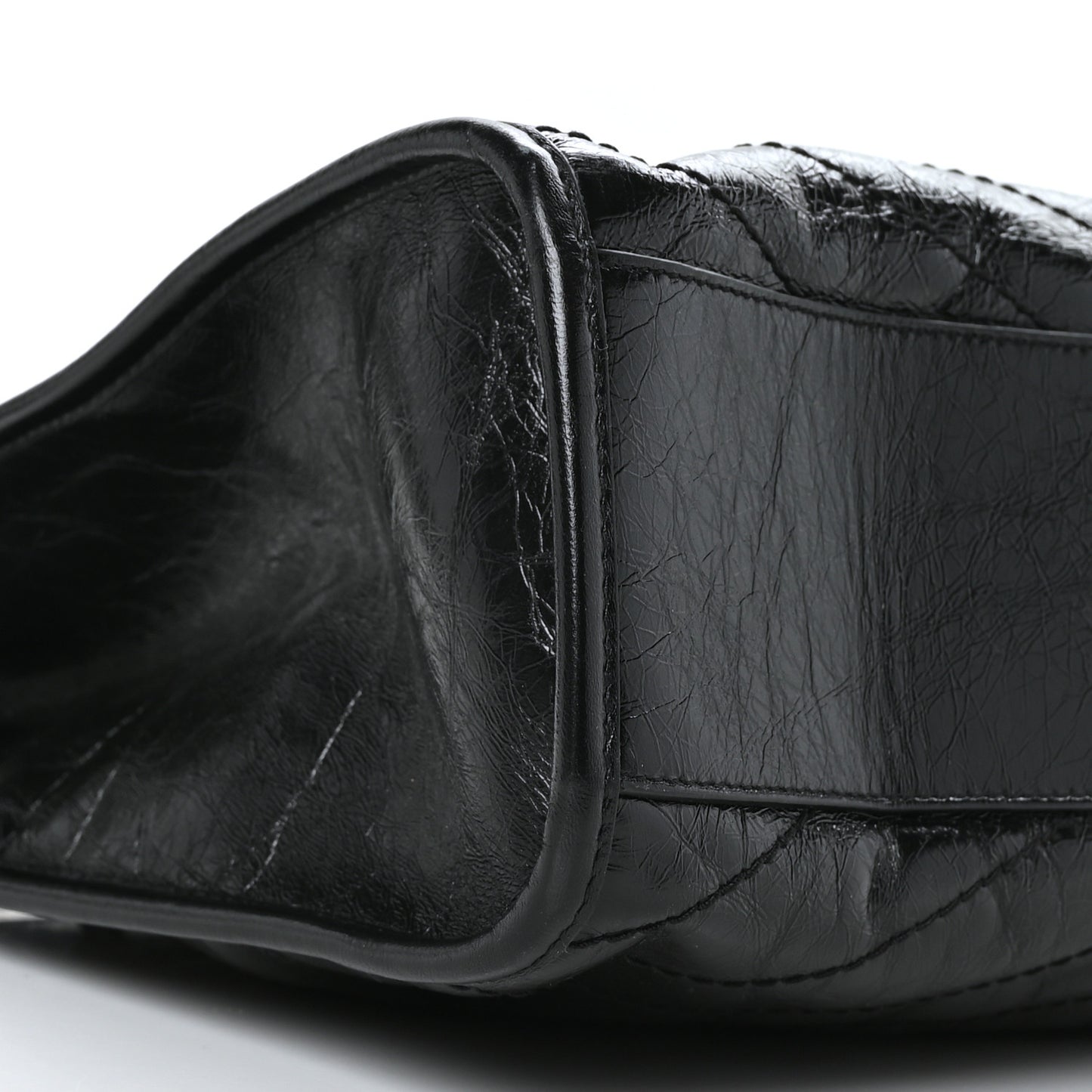 Crinkled Calfskin Matelasse Monogram Medium Niki Shopper Tote Black