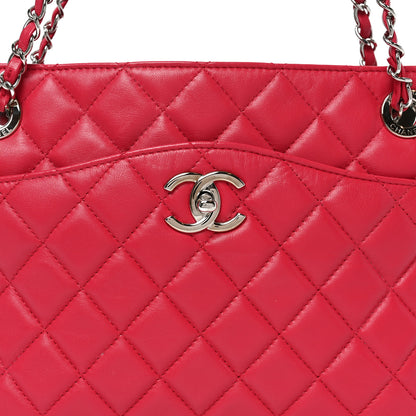 Chanel Lambskin Quilted Accordion Shopping Tote Dark Pink 8 of 11