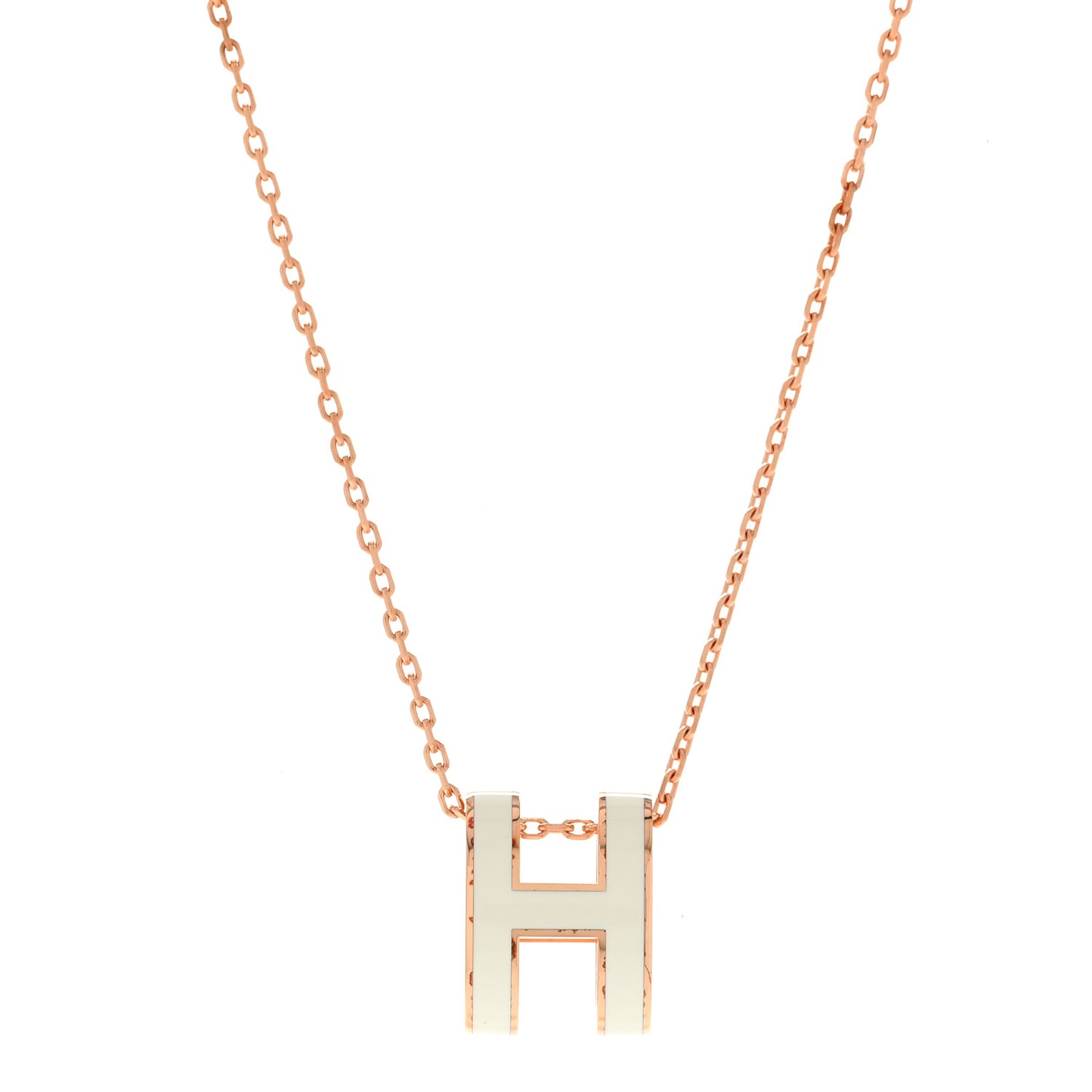 Lacquered Rose Gold Pop H Pendant Necklace White White
