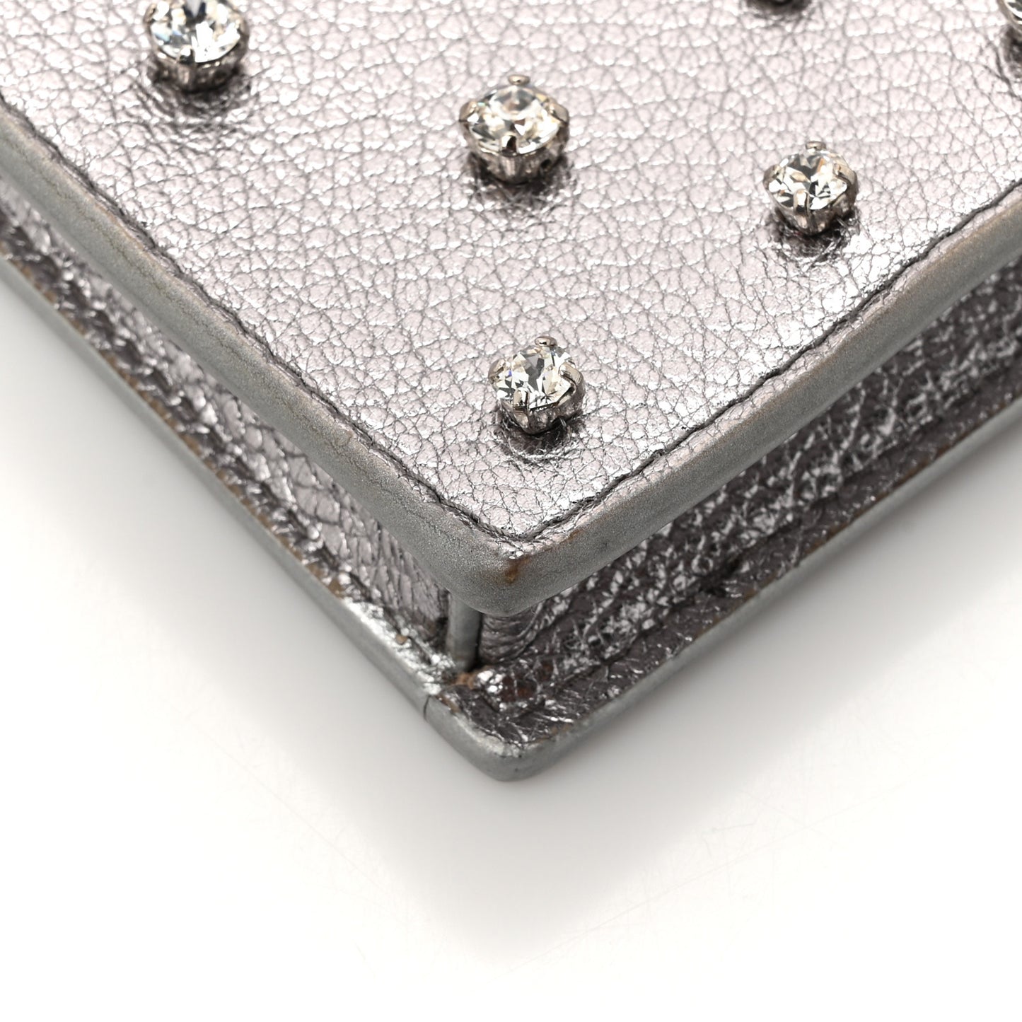 Calfskin Crystal Crossbody Silver
