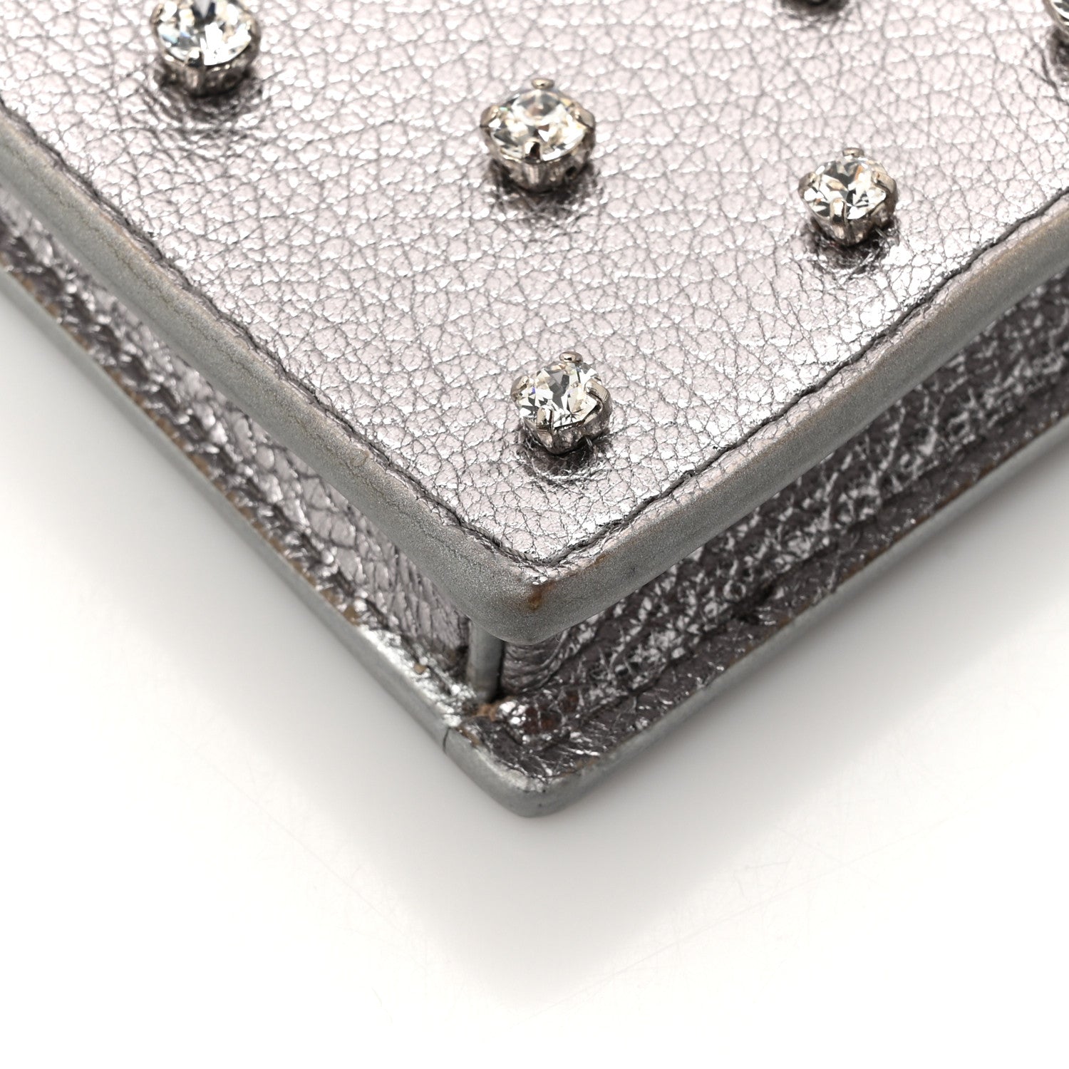 Miu Miu Calfskin Crystal Crossbody Silver 10 of 14