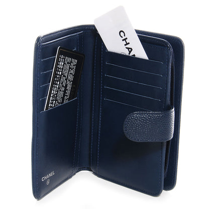 Chanel Caviar Large Zip Pocket Wallet Navy Blue 5 of 8