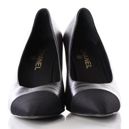 Chanel Iridescent Calfskin Grosgrain Cap Toe Pumps 41 Black 3 of 11