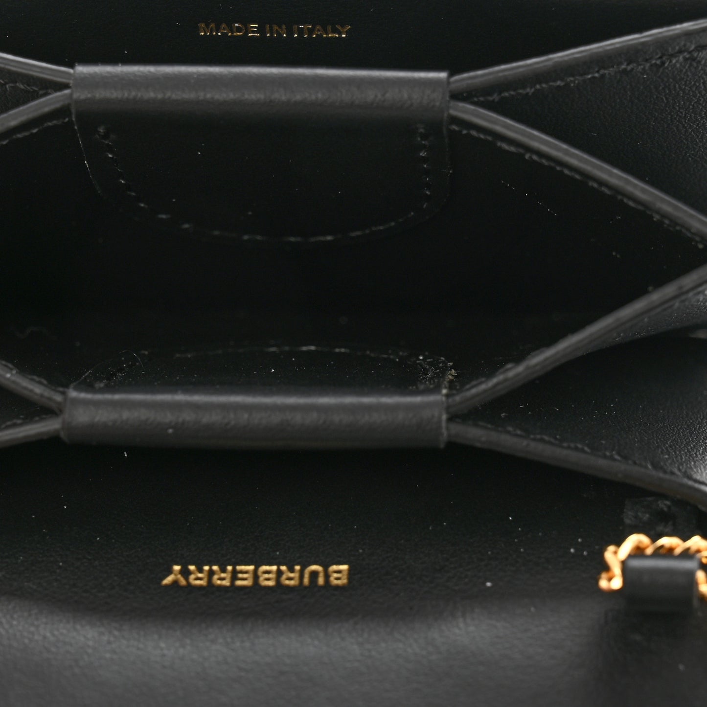 Calfskin Embossed Monogram Chain Card Case Black