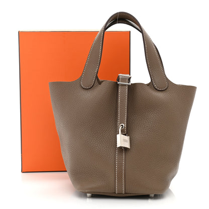 Hermes Taurillon Clemence Picotin Lock 18 PM Etoupe 11 of 11