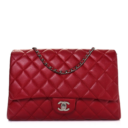 Chanel Caviar Quilted Clutch With Chain Flap Red 1 of 9