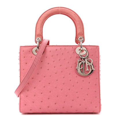 Christian Dior Ostrich Medium Lady Dior Pink 1 of 15