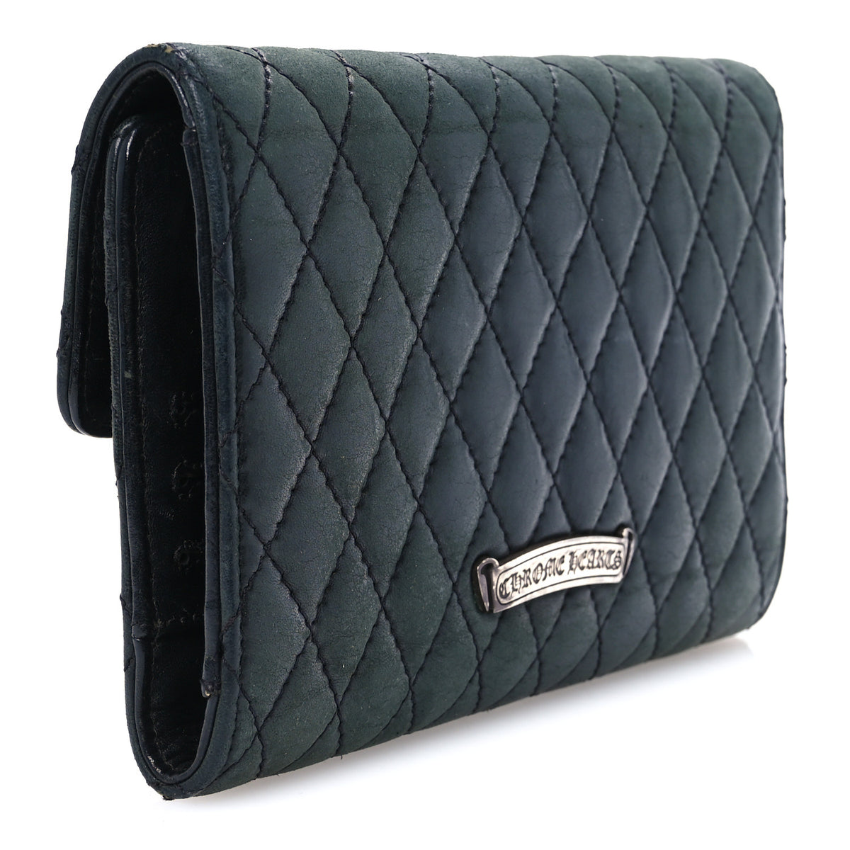 Lambskin Cross Snap Wave 4 Tri Fold Wallet Black
