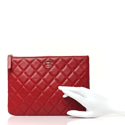 Chanel Lambskin Quilted Medium Cosmetic Case Red 2 of 10