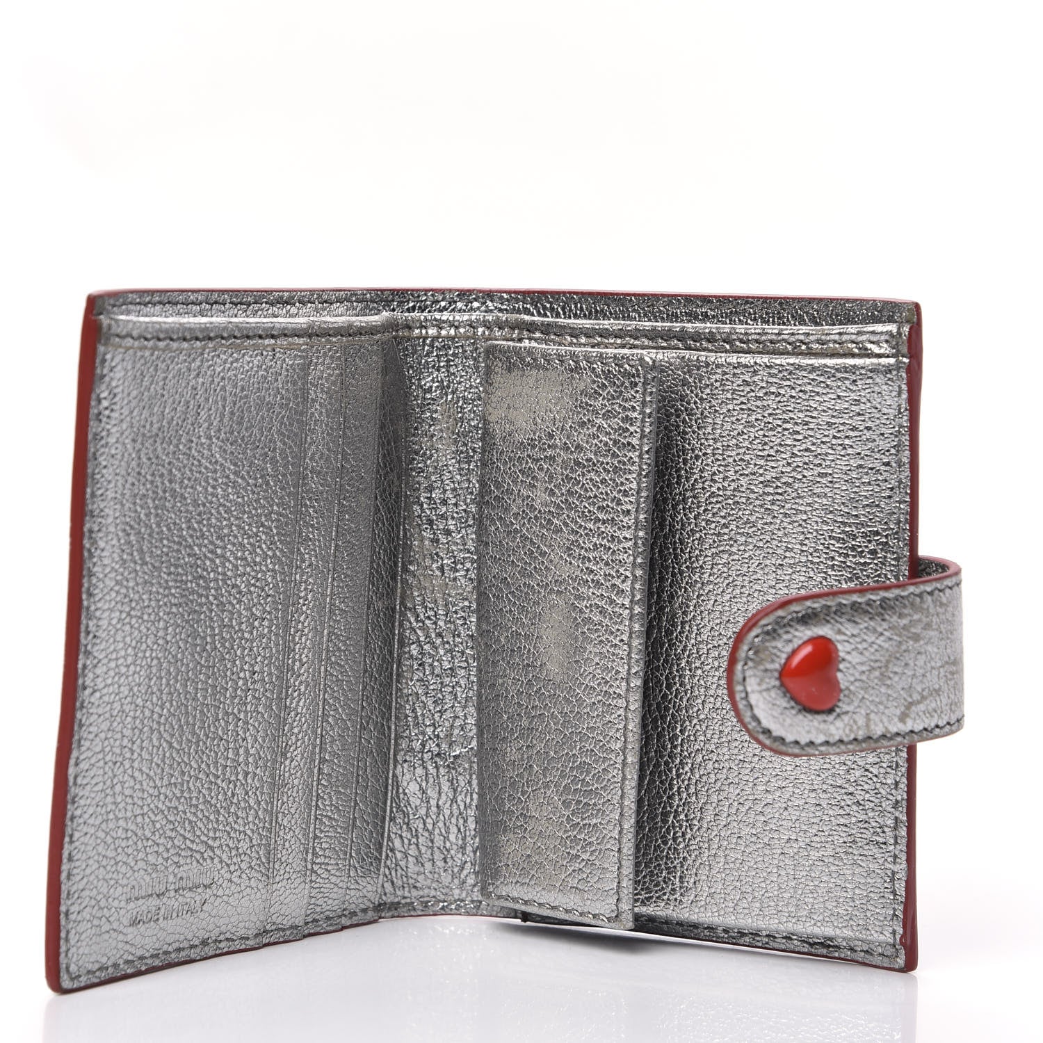 Miu Miu Metallic Goatskin Madras Love Forever Wallet Cromo 5 of 9