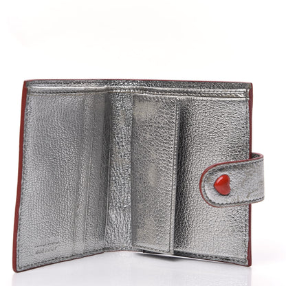 Miu Miu Metallic Goatskin Madras Love Forever Wallet Cromo 5 of 9