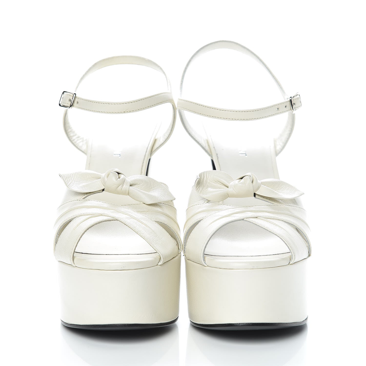Saint Laurent Calfskin Candy 80 Platform Sandals 38 Dove White 2 of 10