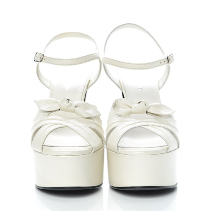 Saint Laurent Calfskin Candy 80 Platform Sandals 38 Dove White 2 of 10