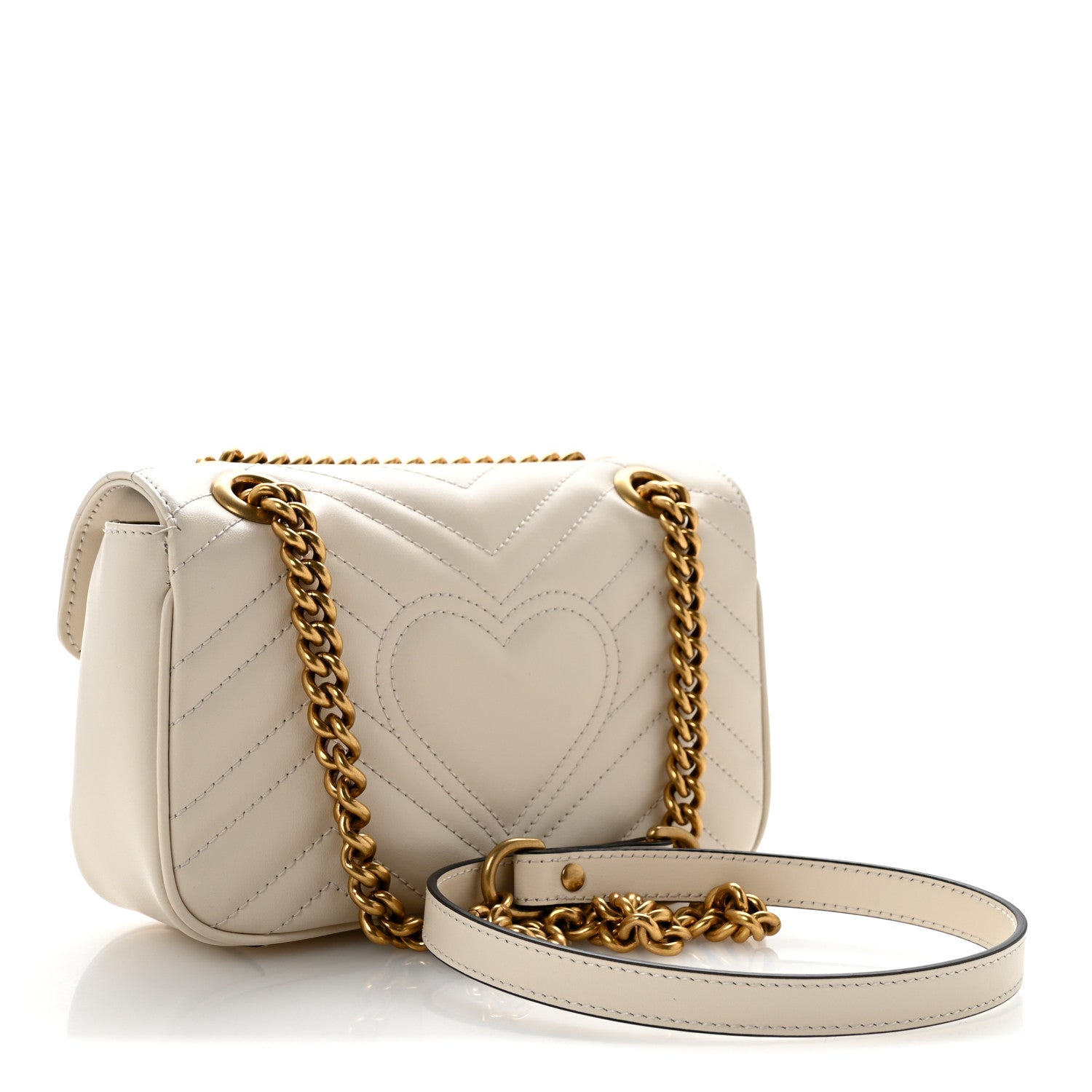Gucci Calfskin Matelasse Mini GG Marmont Shoulder Bag White 3 of 11