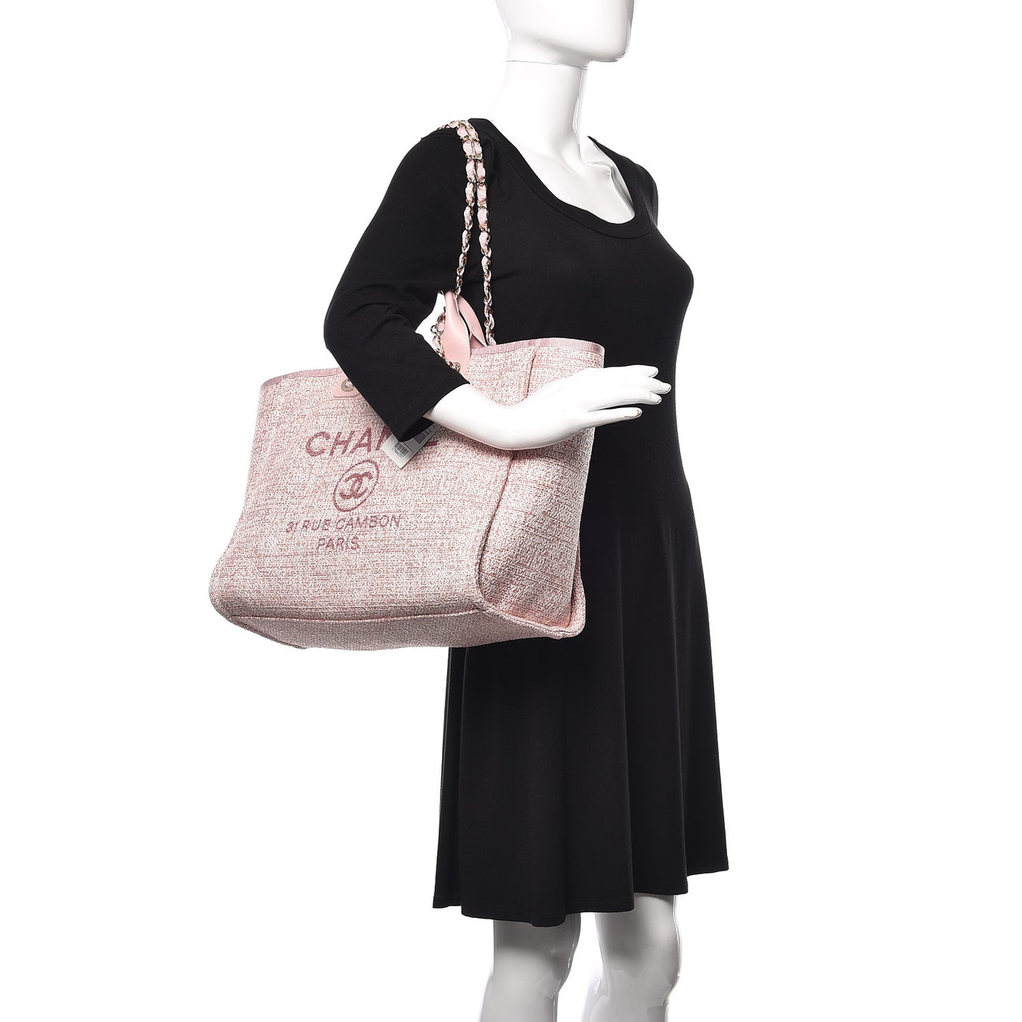 Straw Lurex Large Deauville Tote Pink