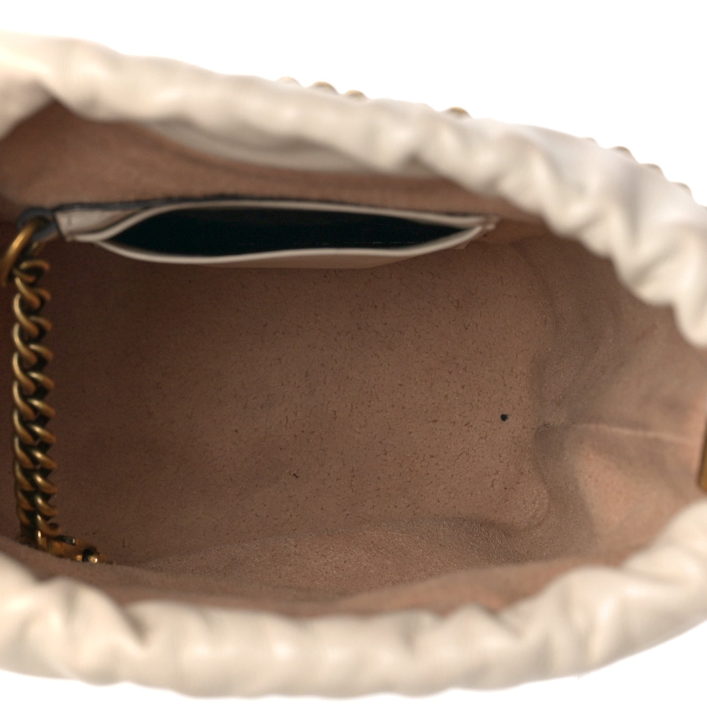 Calfskin Matelasse Mini GG Marmont 2.0 Bucket Bag White