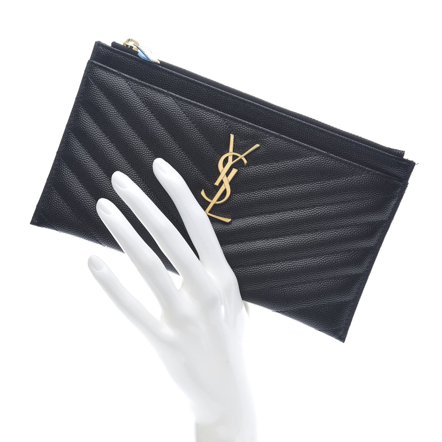 Grain De Poudre Chevron Monogram Bill Pouch Black