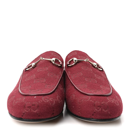Gucci New Canvas GG Monogram Malaga Kid Womens Princetown Slippers 39.5 Rosso Ancora 3 of 9