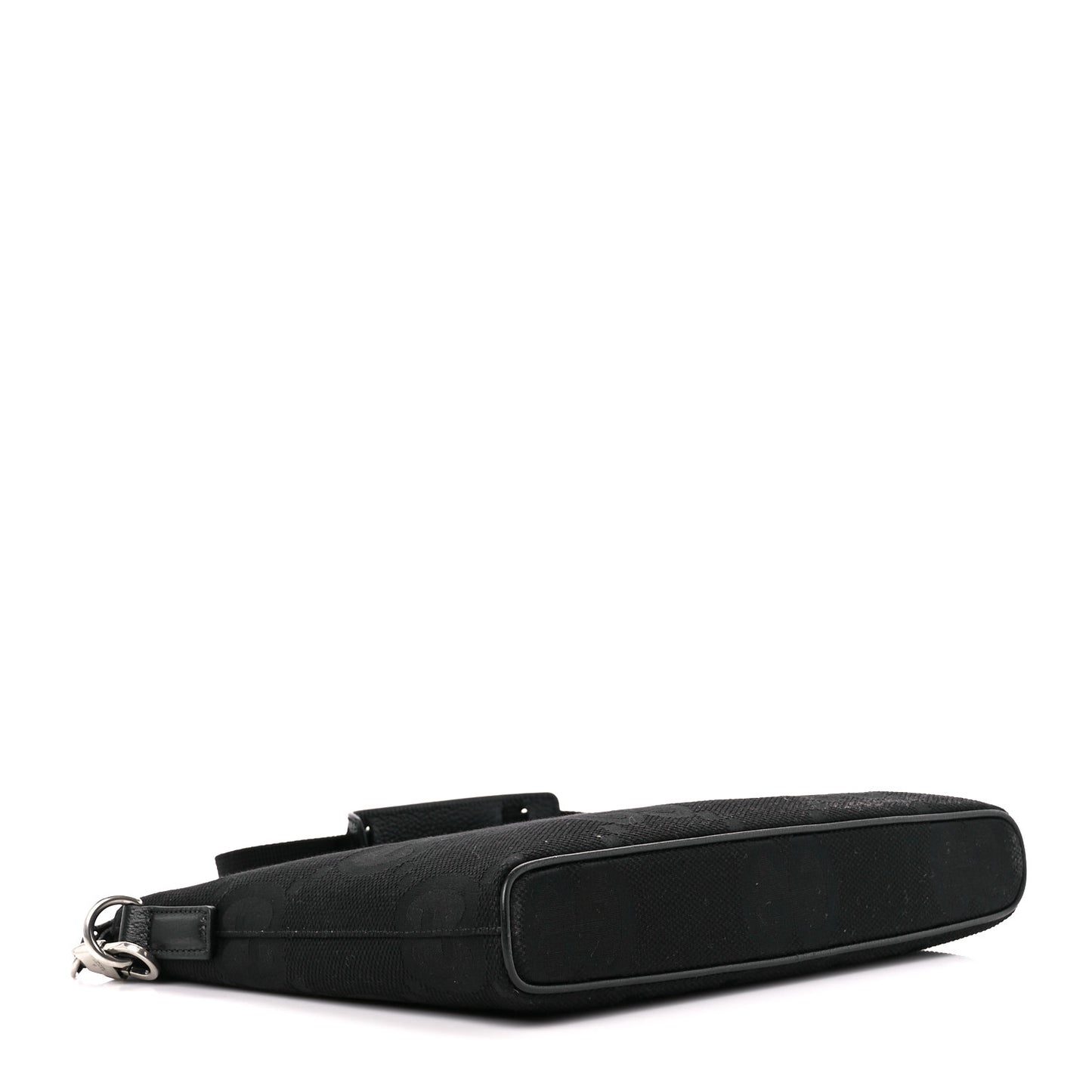 Monogram Jumbo GG Textured Dollar Calfskin Wristlet Messenger Bag Black