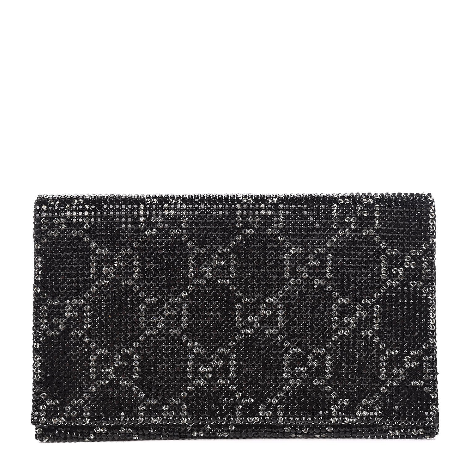 Gucci Satin Swarovski Crystal Clutch Black 1 of 8
