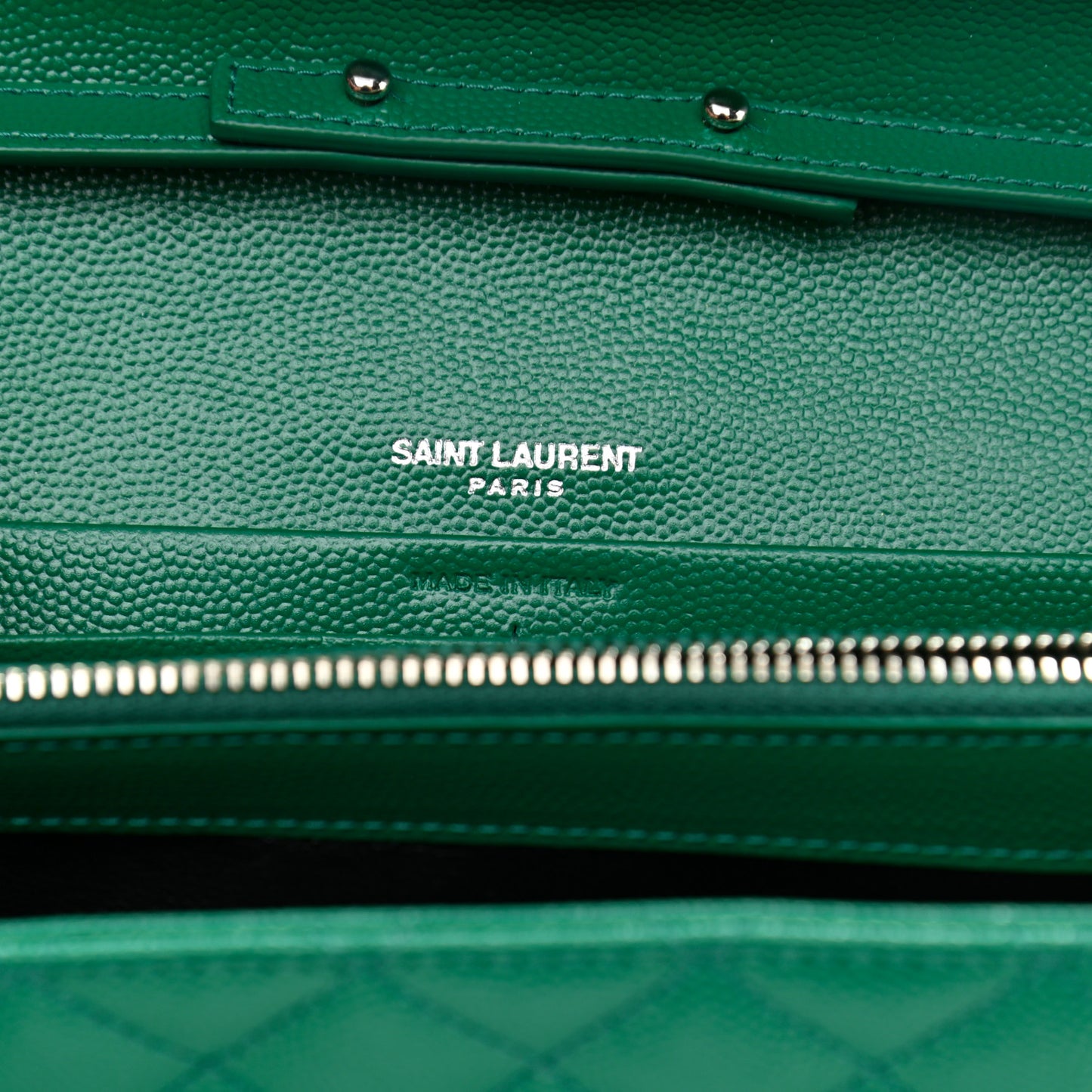 Grain De Poudre Mixed Matelasse Triquilt Monogram Chain Wallet Green Field