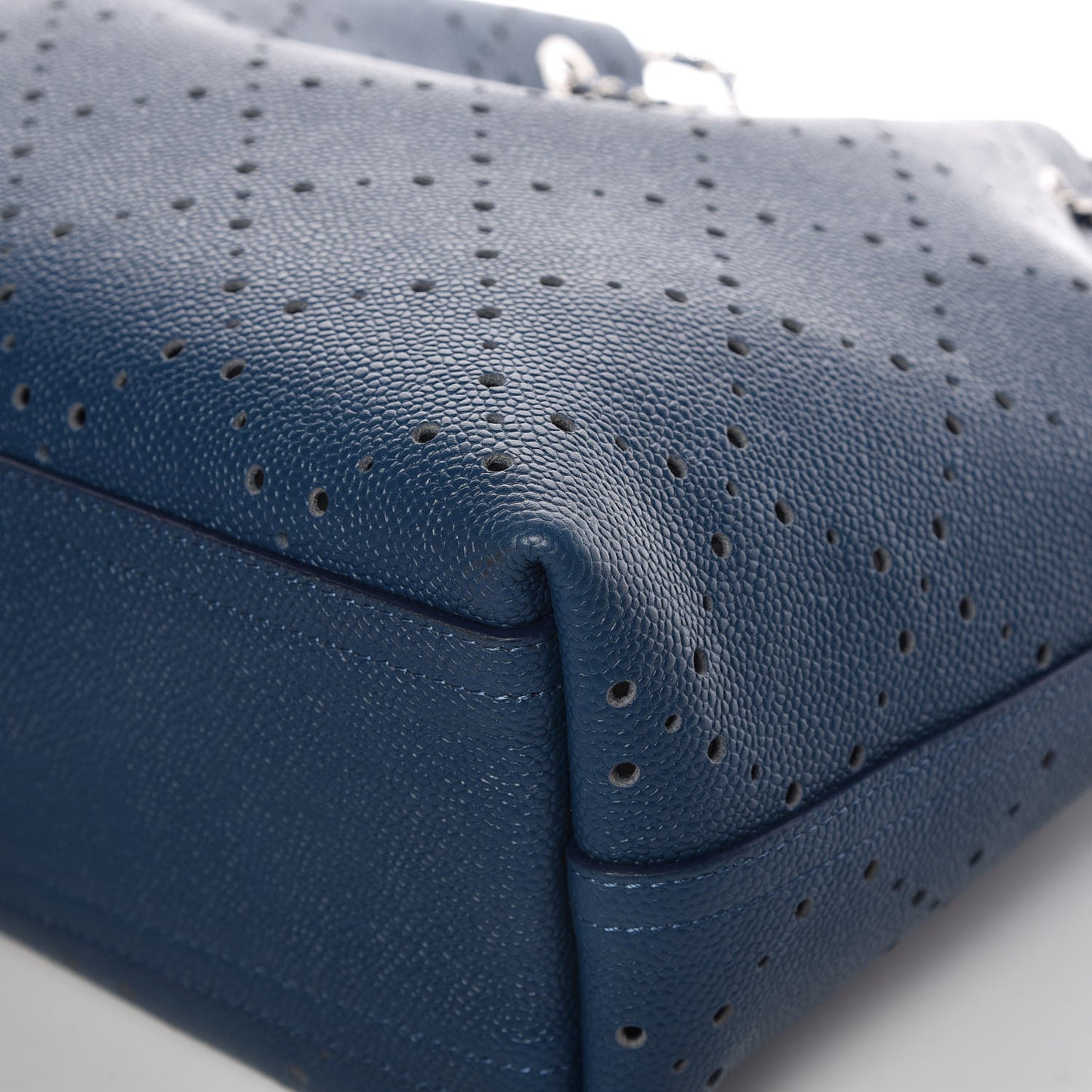Caviar Perforated Large Drawstring CC Bag Blue