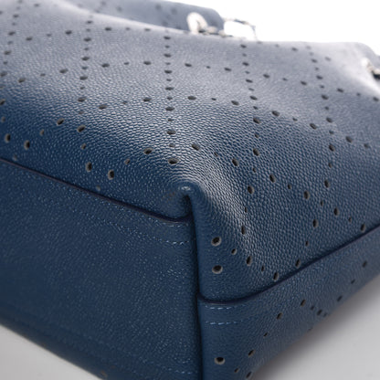 Chanel Caviar Perforated Large Drawstring CC Bag Blue 12 of 13