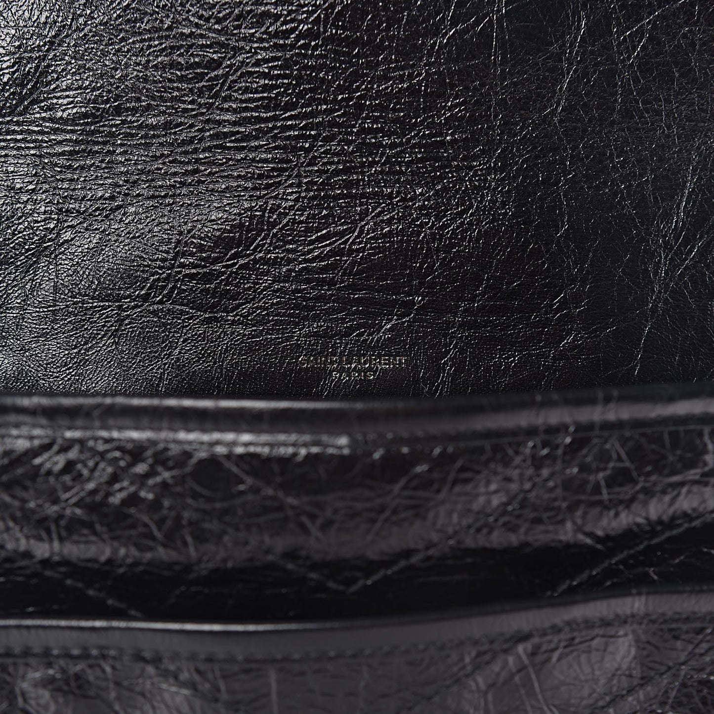 Crinkled Calfskin Matelasse Monogram Medium Niki Chain Satchel Black