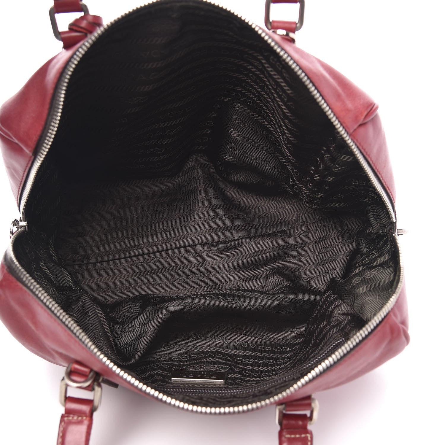 Prada Glace Calfskin Boston Bag Rosso 5 of 12