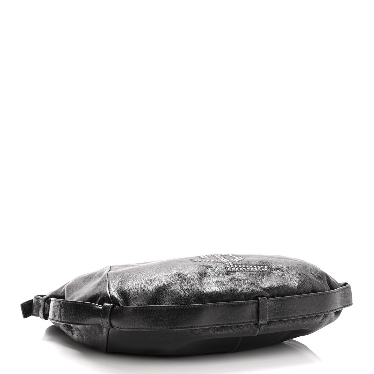 Calfskin Horn Studded Logo Mombasa Hobo Black