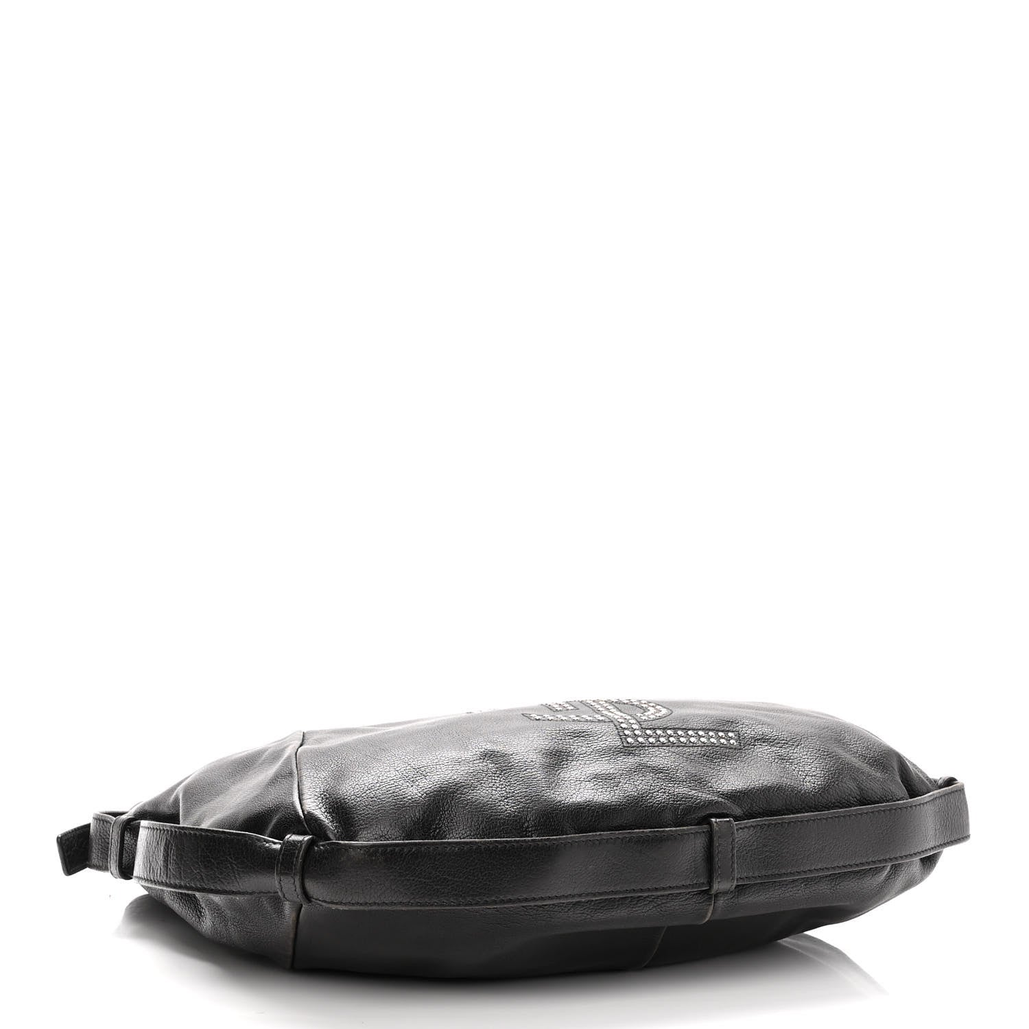 Saint Laurent Calfskin Horn Studded Logo Mombasa Hobo Black 3 of 9