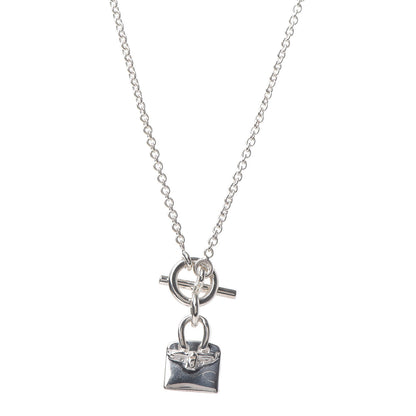 Hermes Sterling Silver Birkin Amulette Pendant Necklace 1 of 6