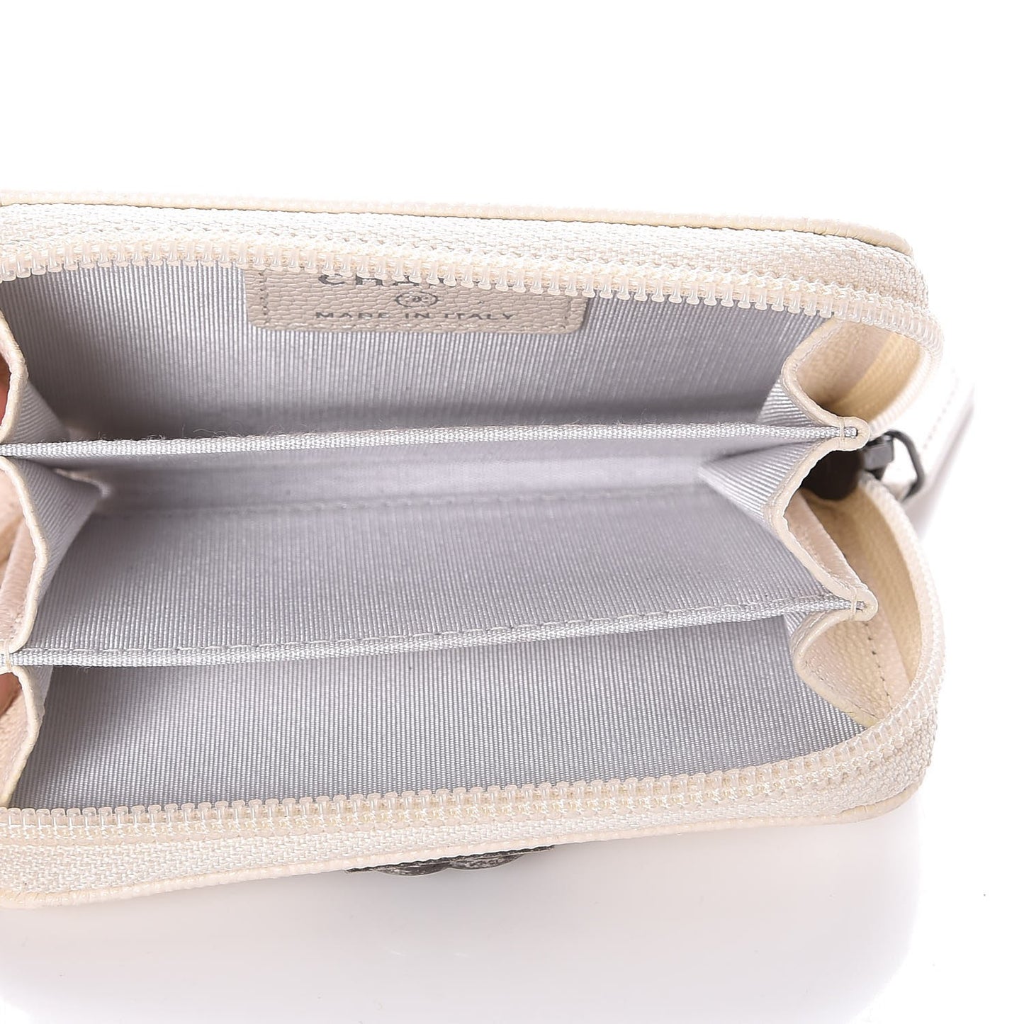 Caviar Quilted Boy Zip Around Coin Purse Wallet Ivory