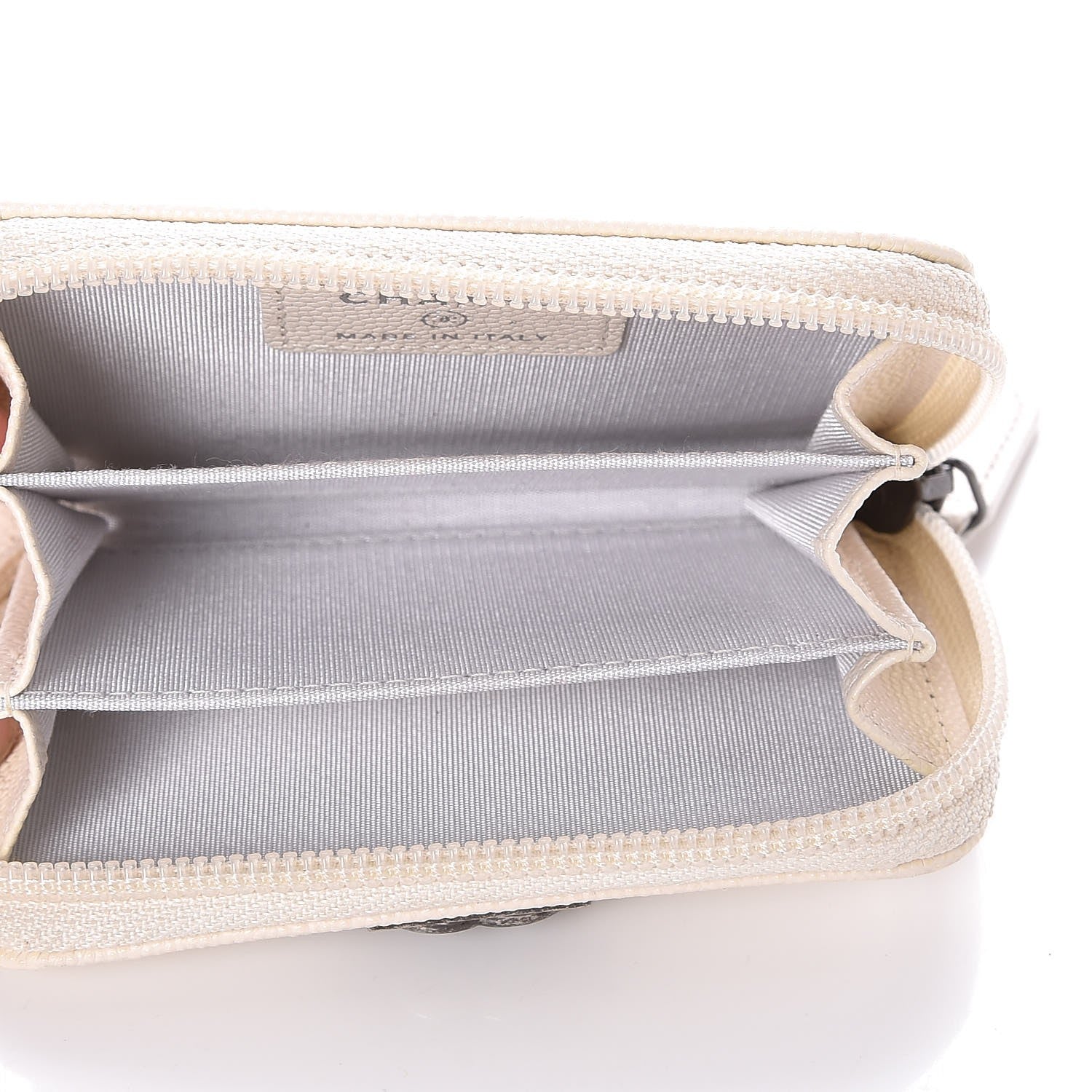 Chanel Caviar Quilted Boy Zip Around Coin Purse Wallet Ivory 5 of 8