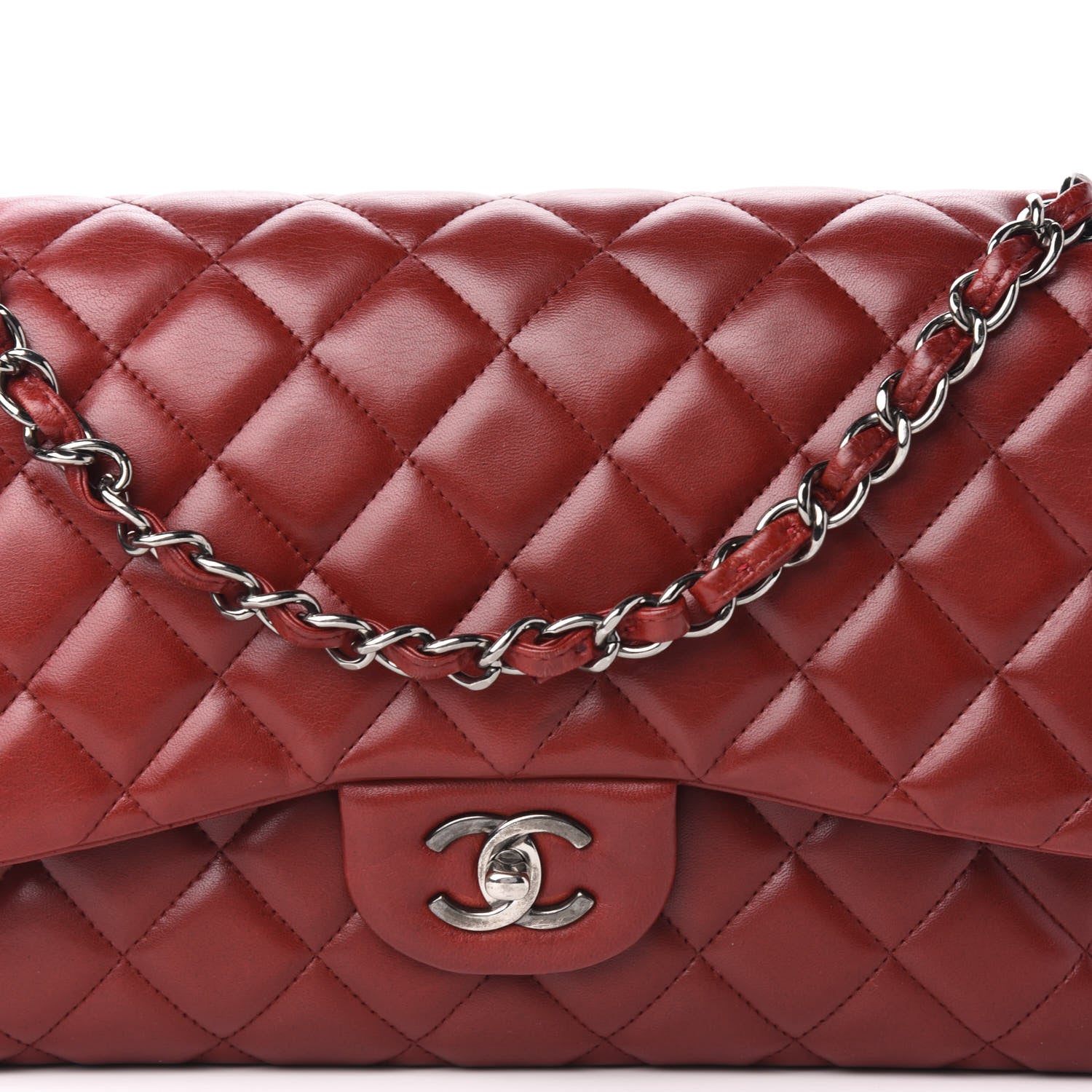 Chanel Lambskin Quilted Jumbo Double Flap Red 6 of 14