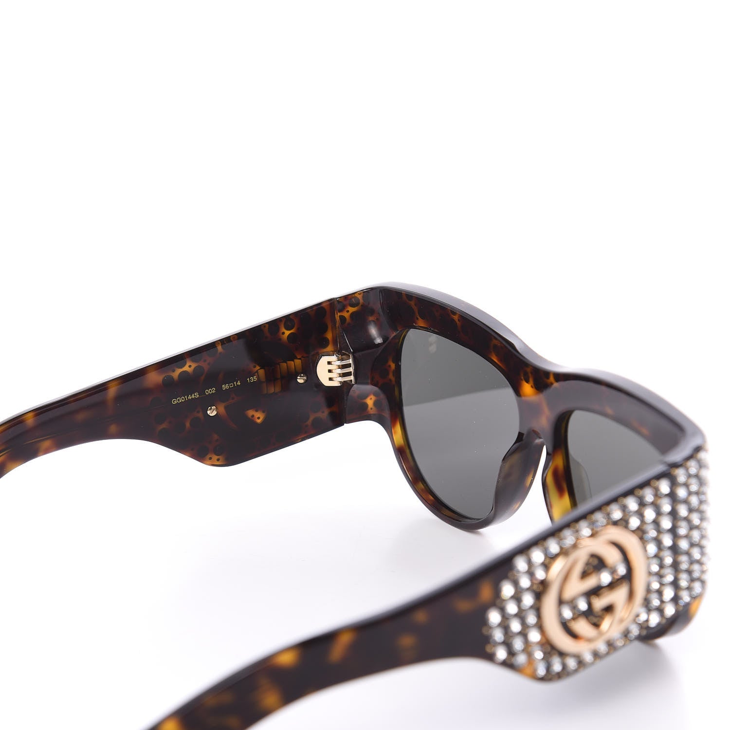 Gucci Acetate Crystal Oversize Hollywood Forever Sunglasses GG0144S Tortoiseshell 5 of 10