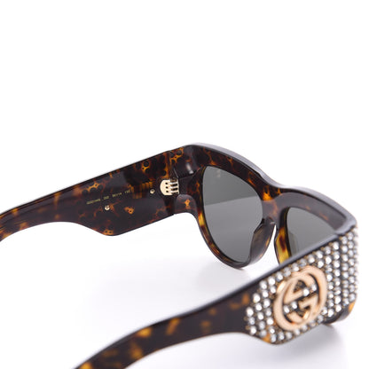 Gucci Acetate Crystal Oversize Hollywood Forever Sunglasses GG0144S Tortoiseshell 5 of 10