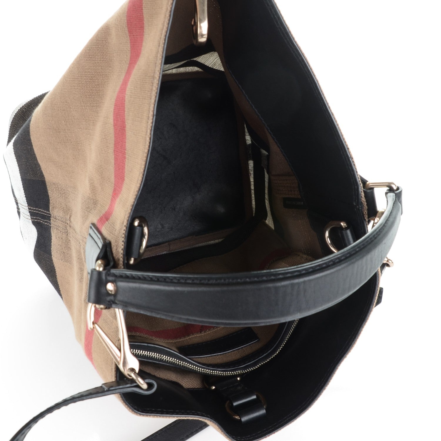 Burberry Canvas Mega Check Medium Susanna Hobo Black 5 of 9