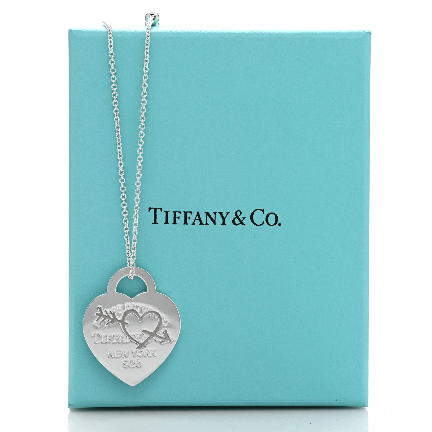 Tiffany Sterling Silver Return to Tiffany Etched Heart and Arrow Tag Pendant Necklace 5 of 5