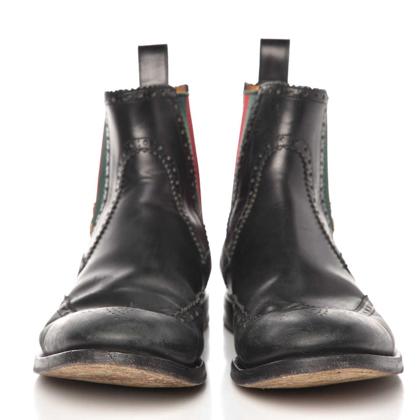 Calfskin Mens Wingtip Web Bee Chelsea Boots 10 Black