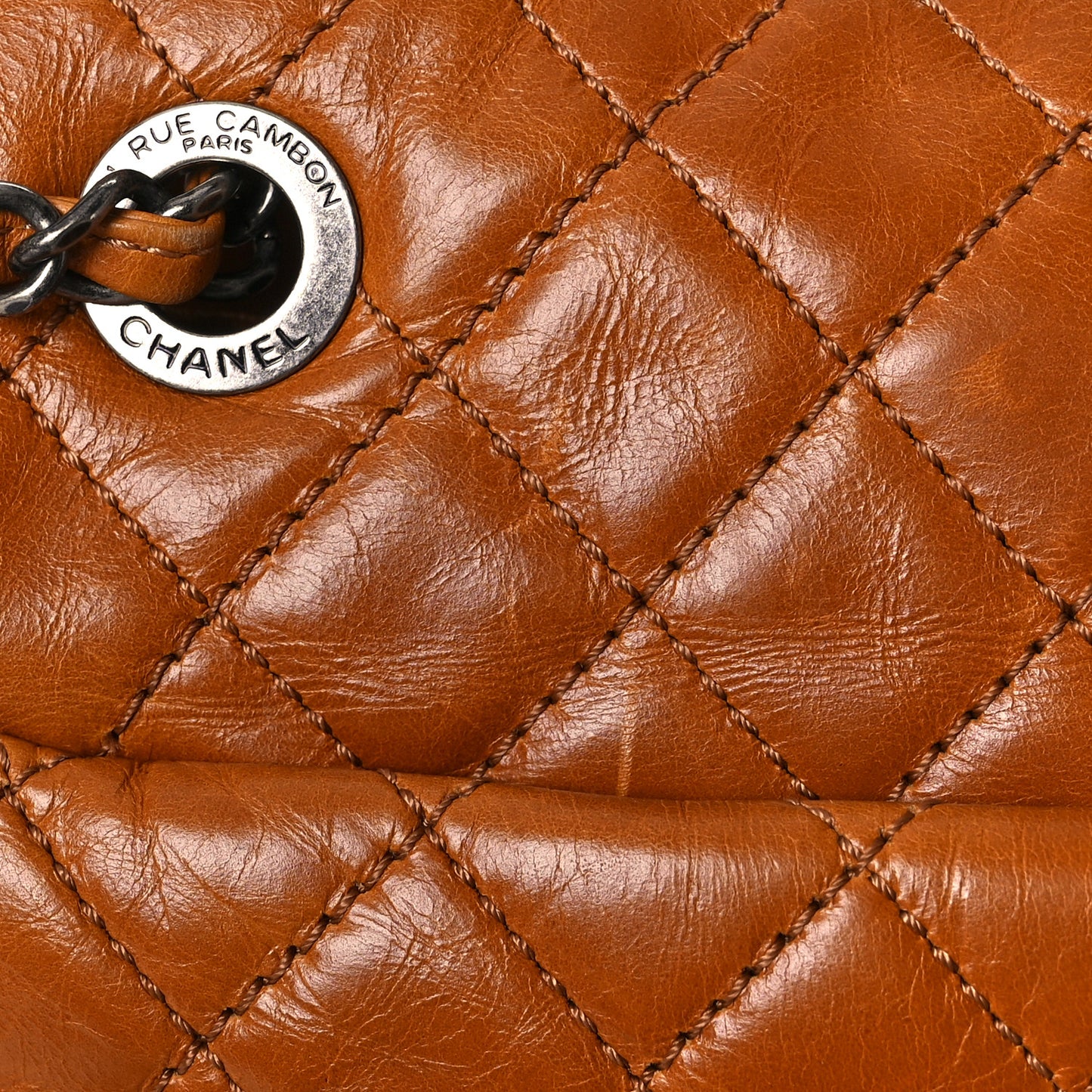 Glazed Calfskin Shearling Quilted Small Mountain Backpack Brown
