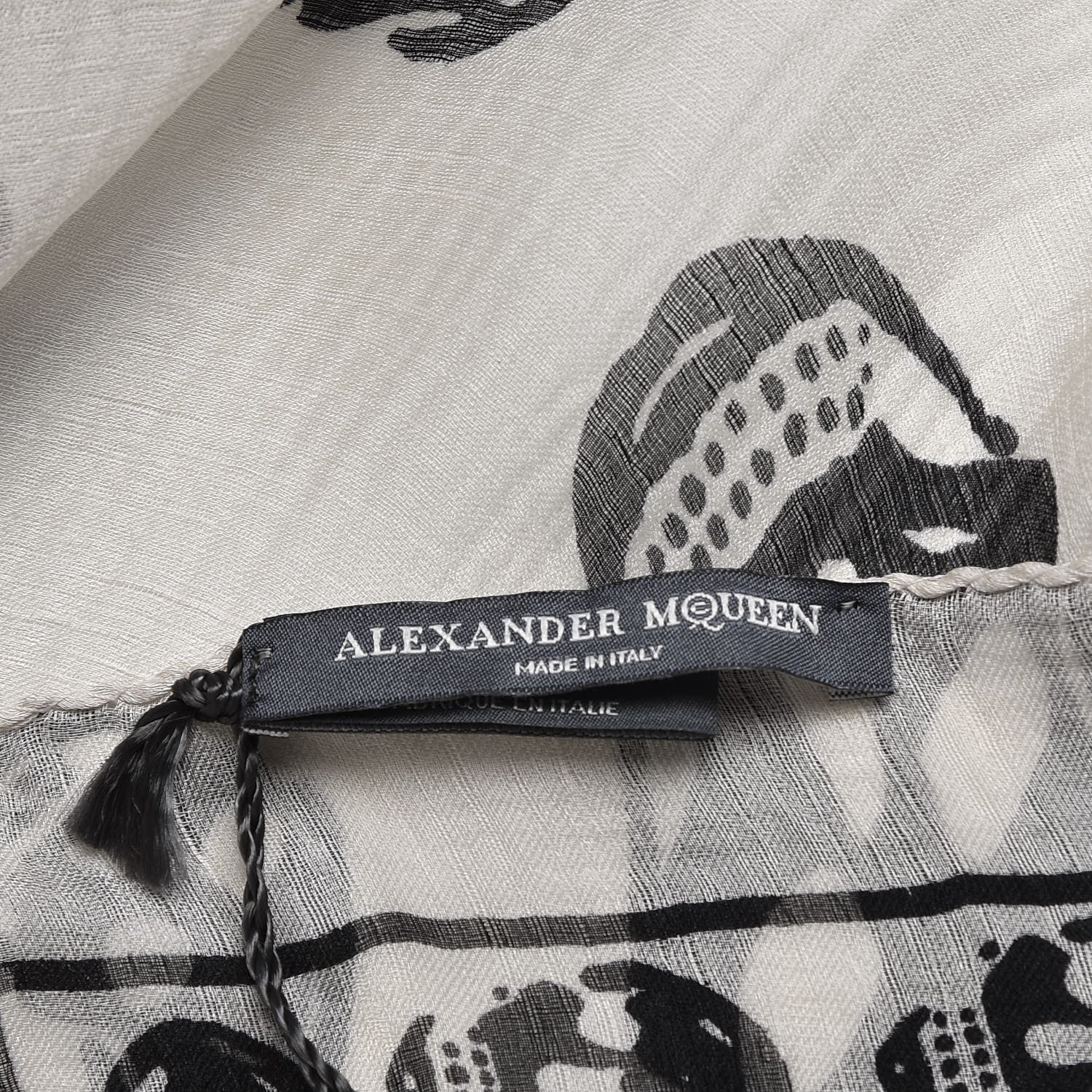 Alexander McQueen Silk Chiffon Skull Scarf Ivory Black 4 of 4