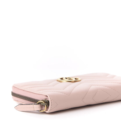 Gucci Calfskin Matelasse GG Marmont Zip Around Wallet Perfect Pink 6 of 9
